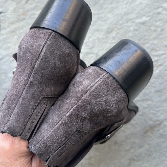 Aquatalia Waterproof Foster Grey Suede Ankle Buckle Booties 8 - Picture 7 of 8